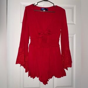 Blue Rain Red Romper